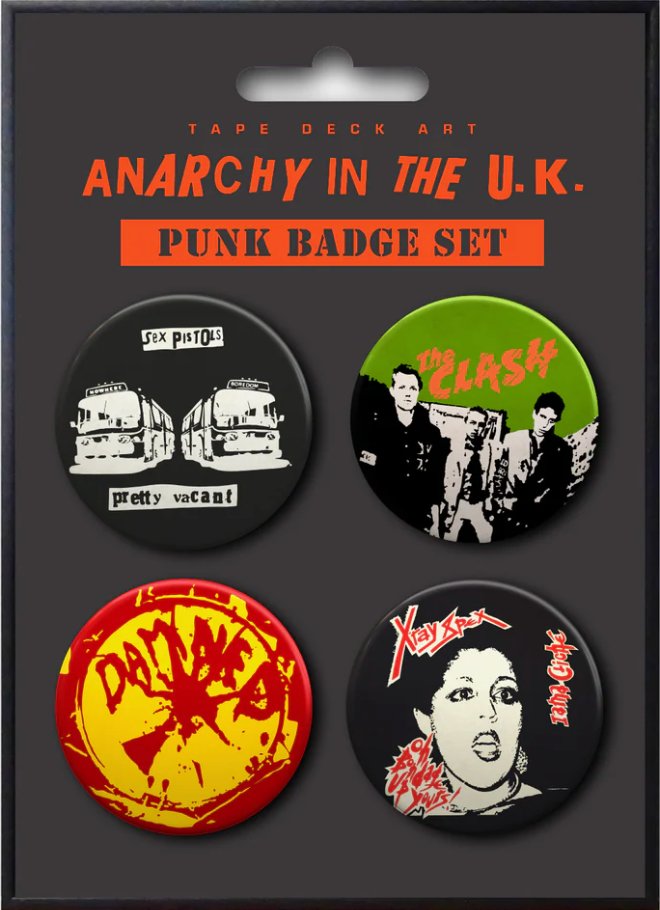 Tapedeck Art - Anarchy in the UK - 4x Punk Badge Set - My Store