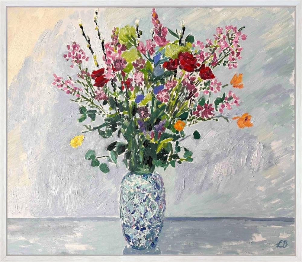 Leila Barton - Mixed Flowers In Blue - Watergate Art